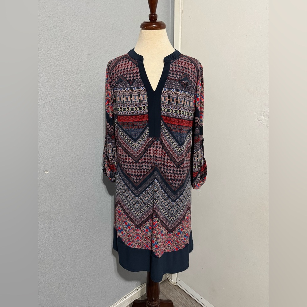 Sami & Jo Women Geometric Bohemian Patterned Tunic Dress size L